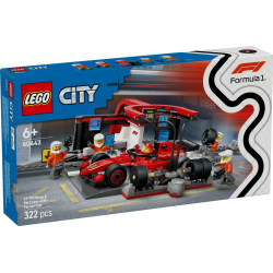 Klocki LEGO 60443 F1 Pit stop i mechanika z bolidem Ferrari CITY